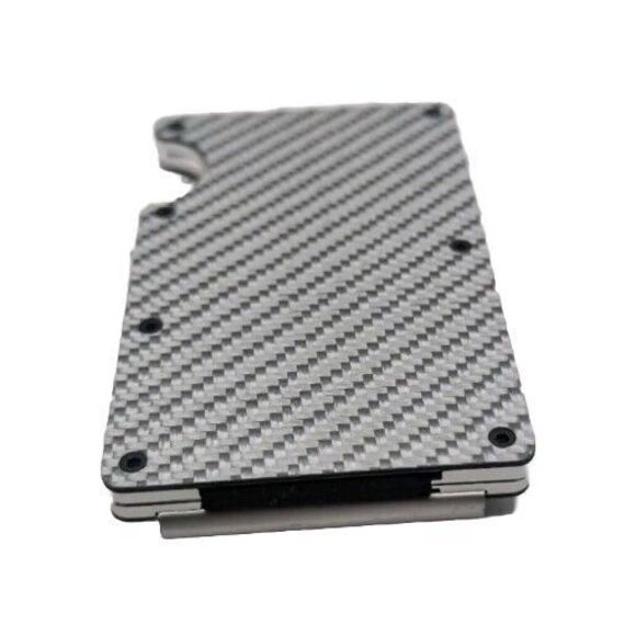 Carbon Fiber Wallet By W+W Slim Wallet & RFID Blocking W/ Clip And Opens Up 180° - Picture 9 of 12